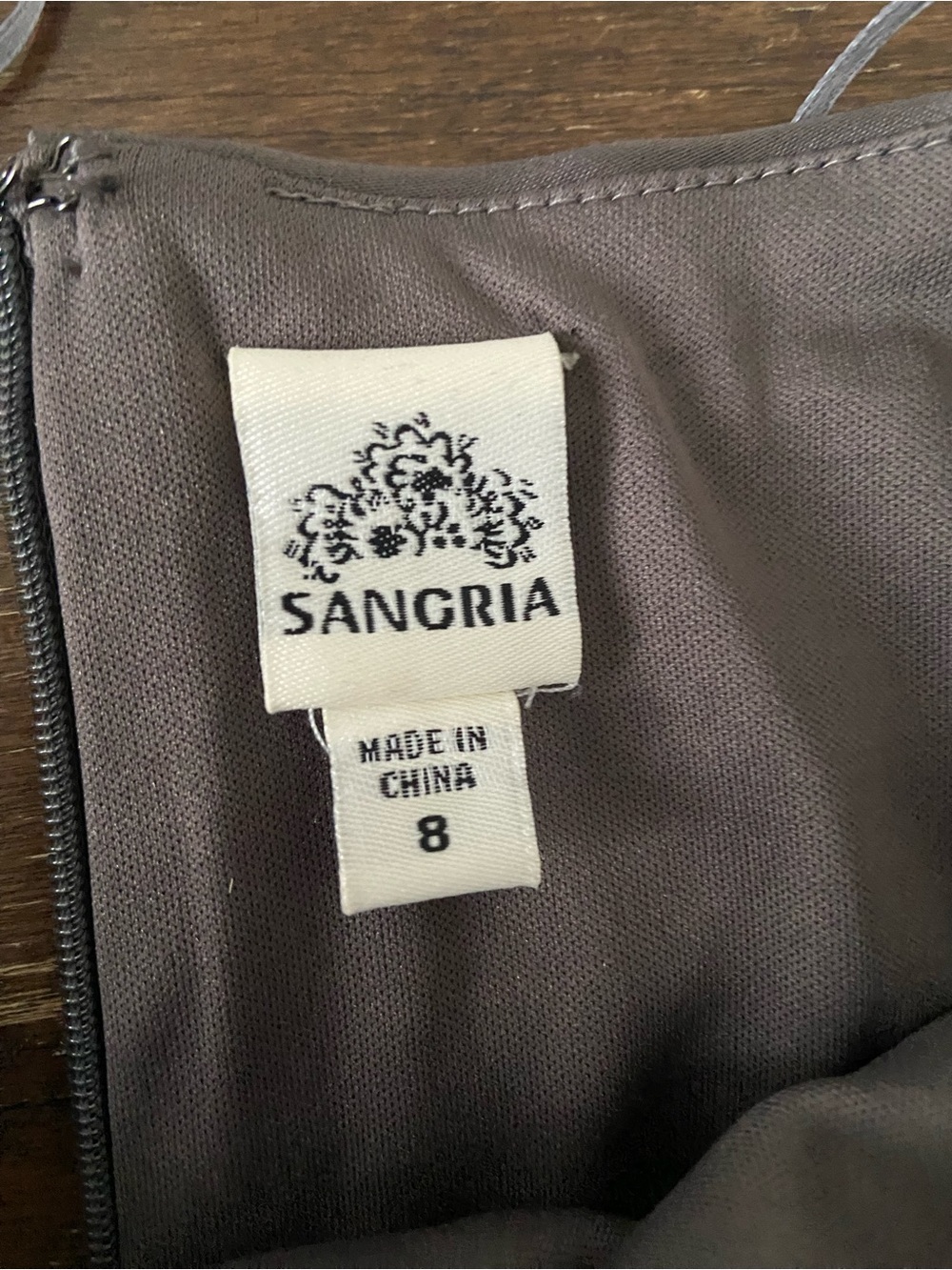 Signature by Sangria Grey Satin & Lace Panel Sheath Cocktail Dress NWOT size 8 - Picture 9 of 15